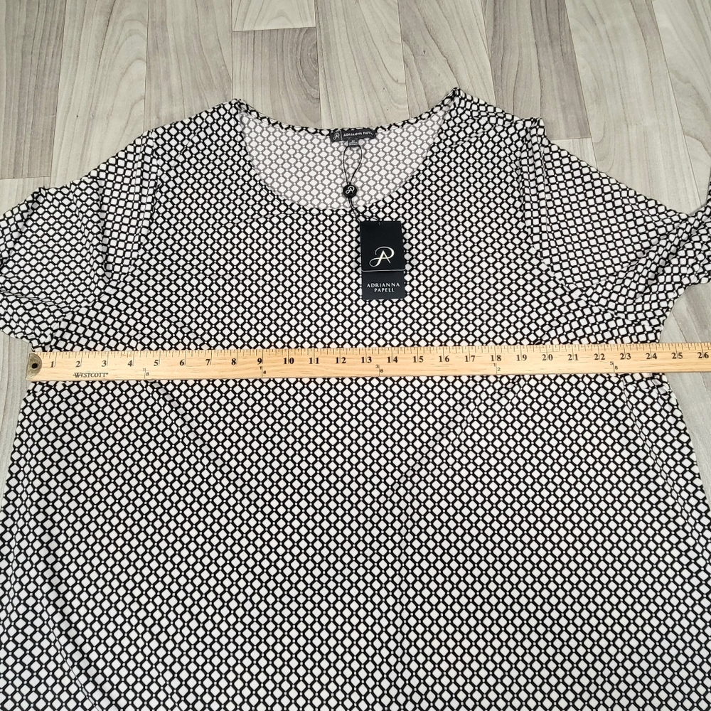 Adrianna Papell Blouse Plus 1X Crepe Slinky Stretch Layered 3/4 Sleeve Slits - Picture 4 of 9